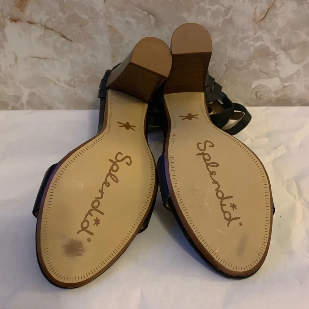 Splendid Jena 7.5 leather weave ankle strap heel
